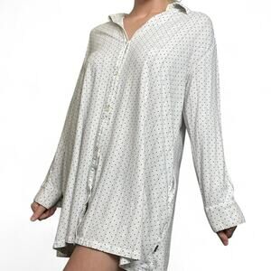Simply Vera Wang Cotton Blend Button Up Sleep Shirt Dress Nightgown Size Medium